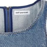 Top crop in denim con cristalli in blu Self-portrait - donna 