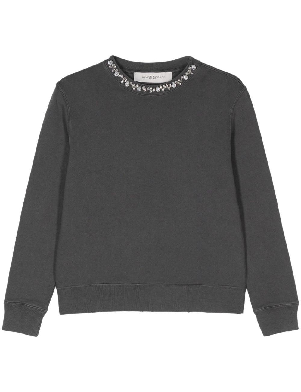Felpa in cotone con cristalli in grigio Golden goose - donna 