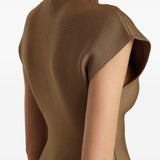 Top con orlo a peplum in marrone Khaite - donna 