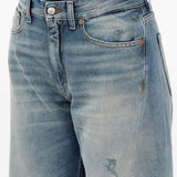 Jeans a gamba ampia con effetto vissuto in blu Mm6 maison margiela - donna 