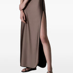 Gonna con finitura satinata sheat in marrone Temily - donna 