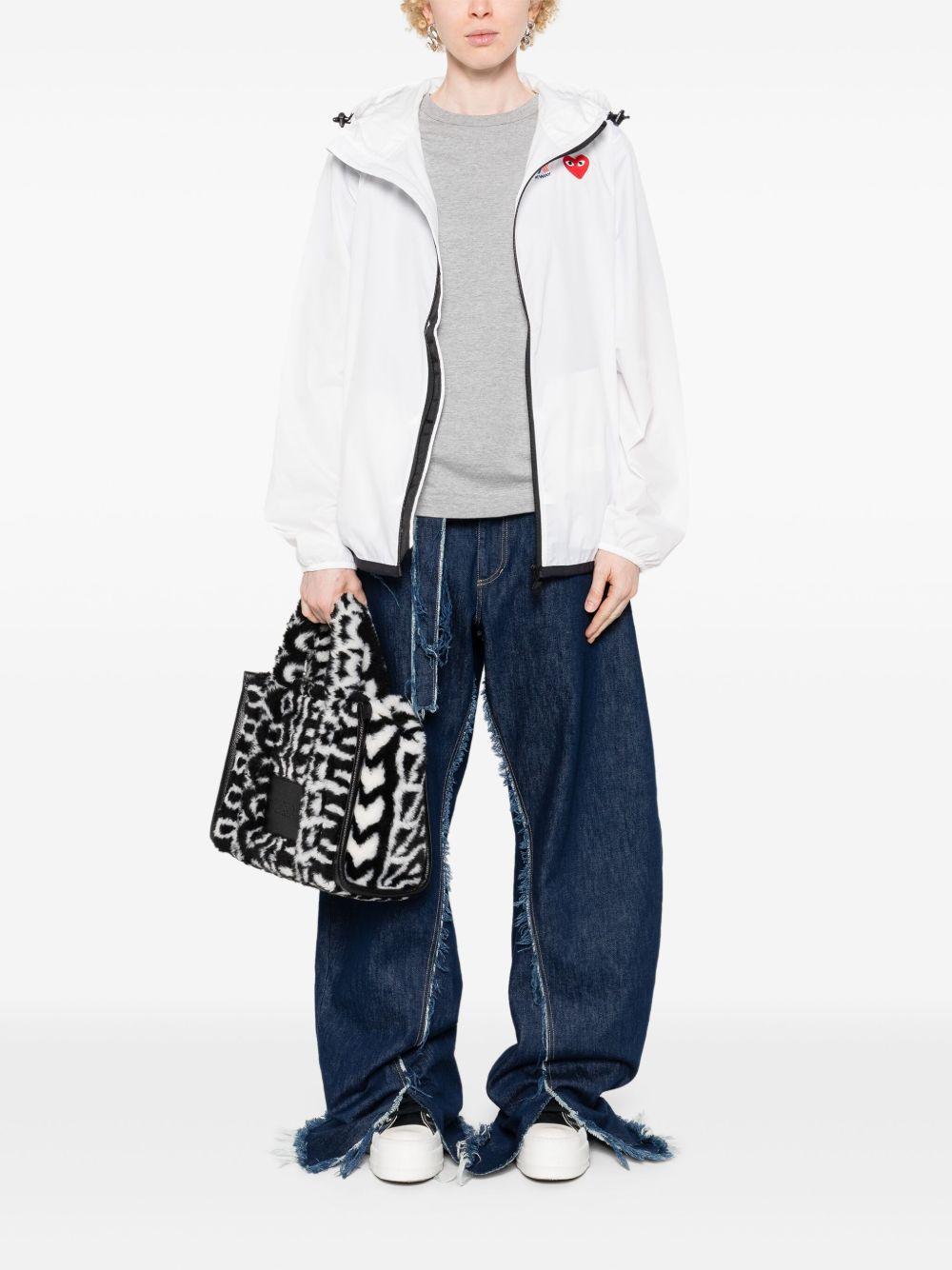 Impermeabile con cappuccio e logo in bianco Comme des garcons play x k-way - unisex 