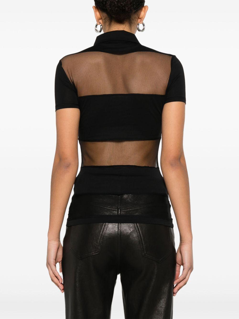 Polo semi trasparente a righe in nero Coperni - donna 