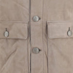 Giacca in suede a collo alto in beige 