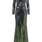 Abito lungo in misto seta con paillettes in verde Elie Saab - donna 