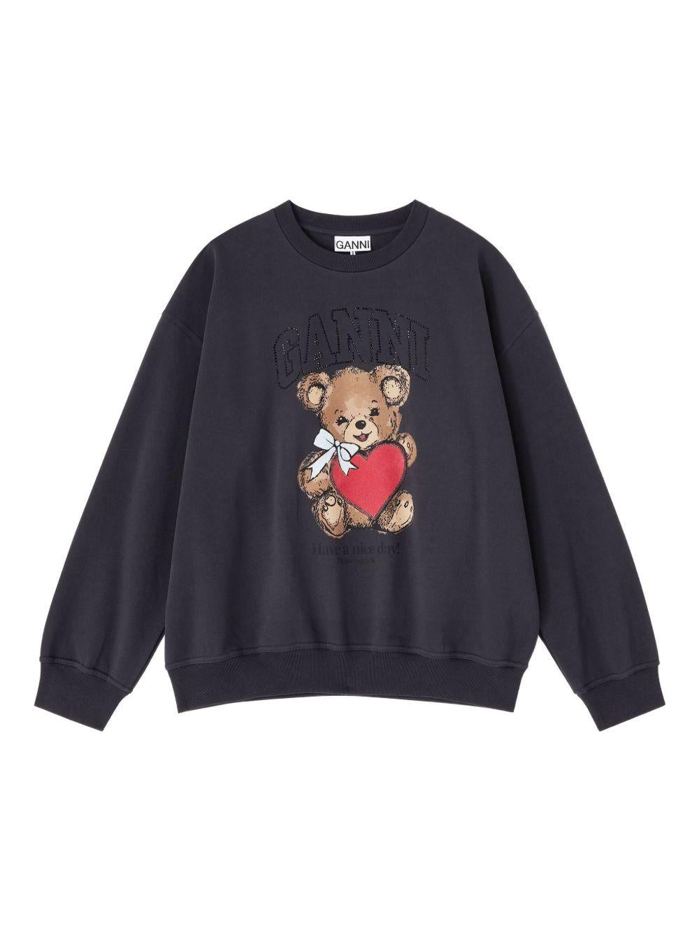 Felpa con stampa teddy in nero Ganni - donna 