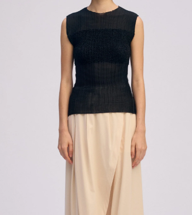 Top plisettato sheer in nero Issey Miyake - donna 