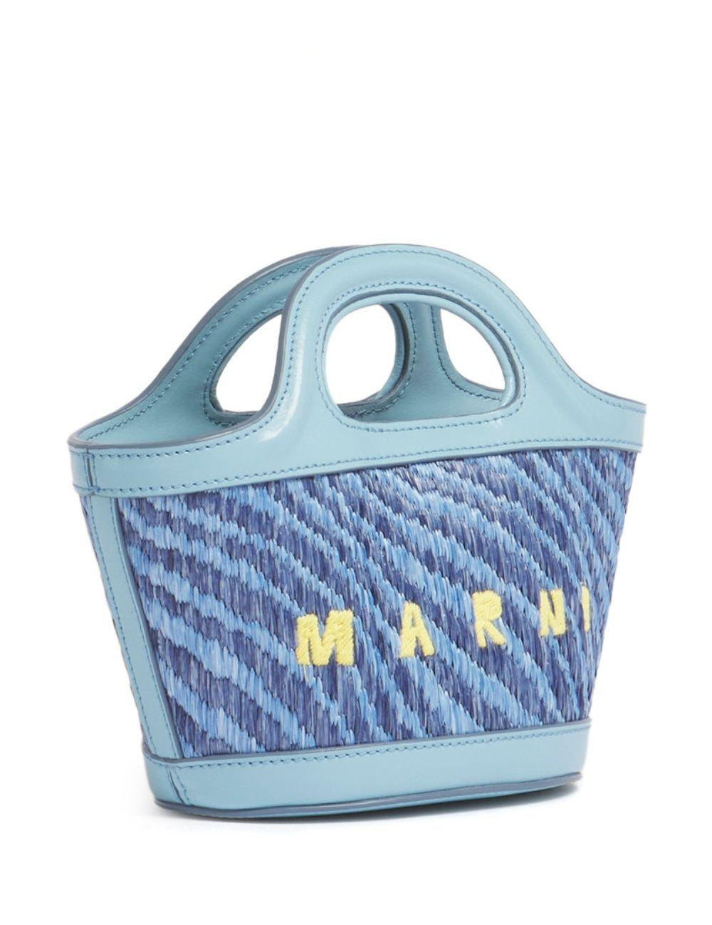 Borsa con logo tropicalia in celeste Marni - donna 