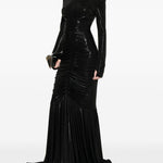 Abito maxi con ruches in nero Norma Kamali - donna 