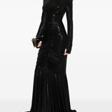 Abito maxi con ruches in nero Norma Kamali - donna 