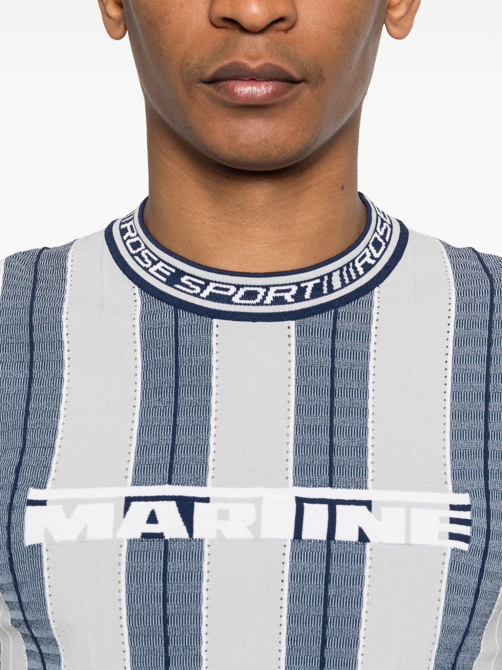 T-shirt con grafica a righe in blu e grigio Martine rose - uomo 