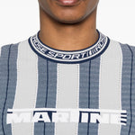 T-shirt con grafica a righe in blu e grigio Martine rose - uomo 
