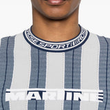 T-shirt con grafica a righe in blu e grigio Martine rose - uomo 