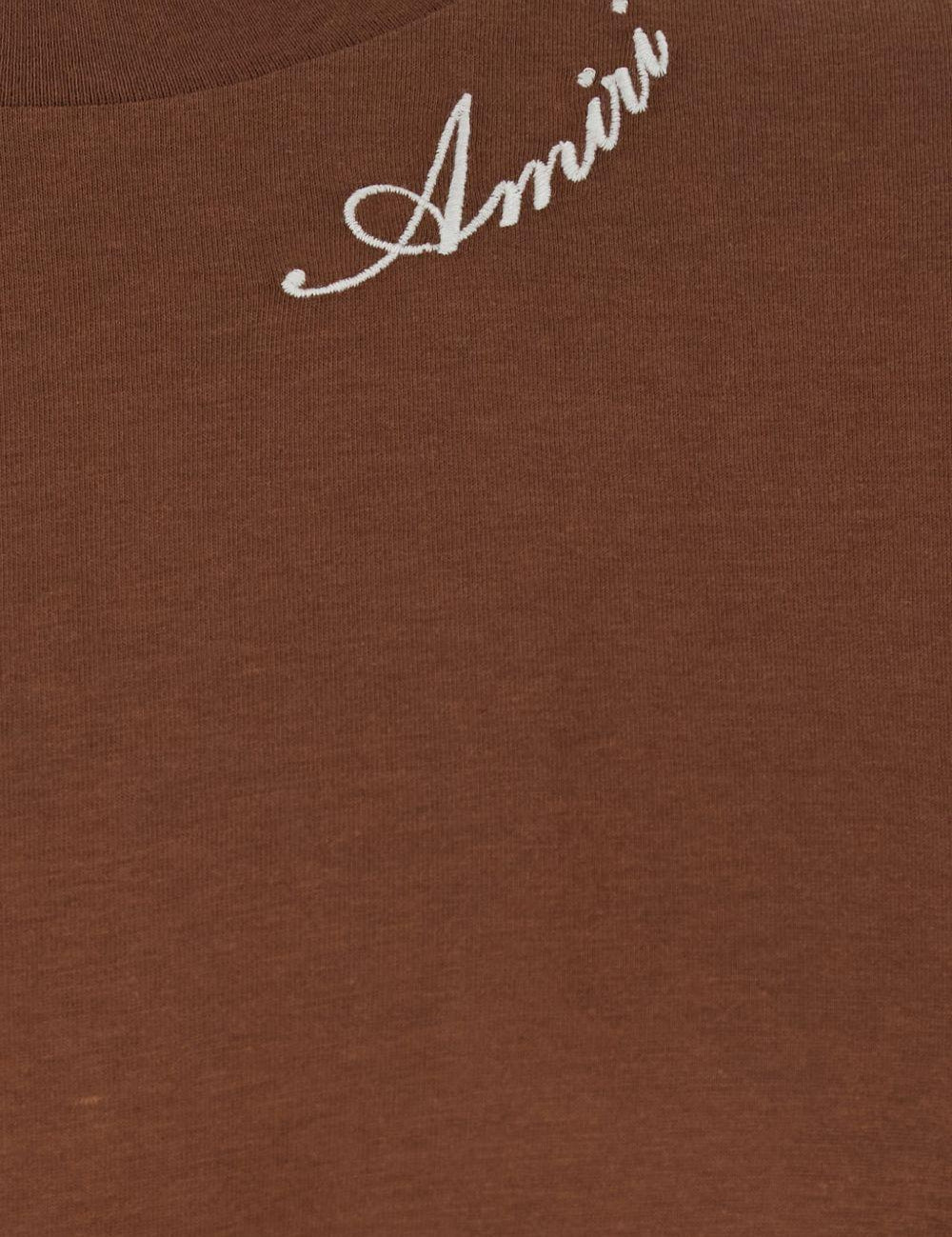 T-shirt a maniche corte con logo  in marrone 