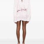 Abito corto a fiori jacquard in rosa Rotate - donna 