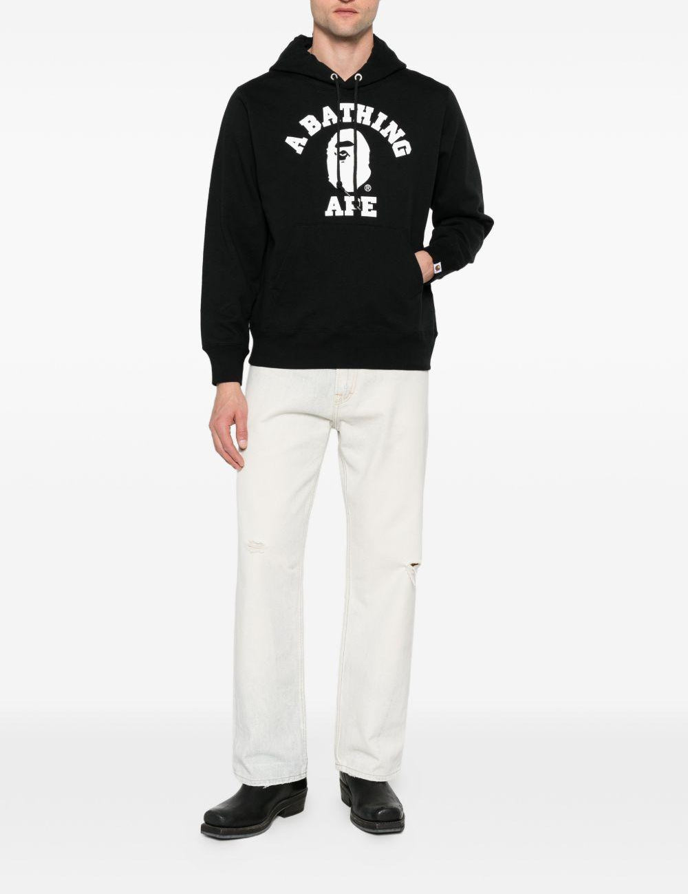 Felpa con stampa logo in nero A bathing ape - uomo 