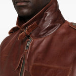 Gilet di pelle con tasche in marrone Found - unisex 