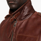 Gilet di pelle con tasche in marrone Found - unisex 