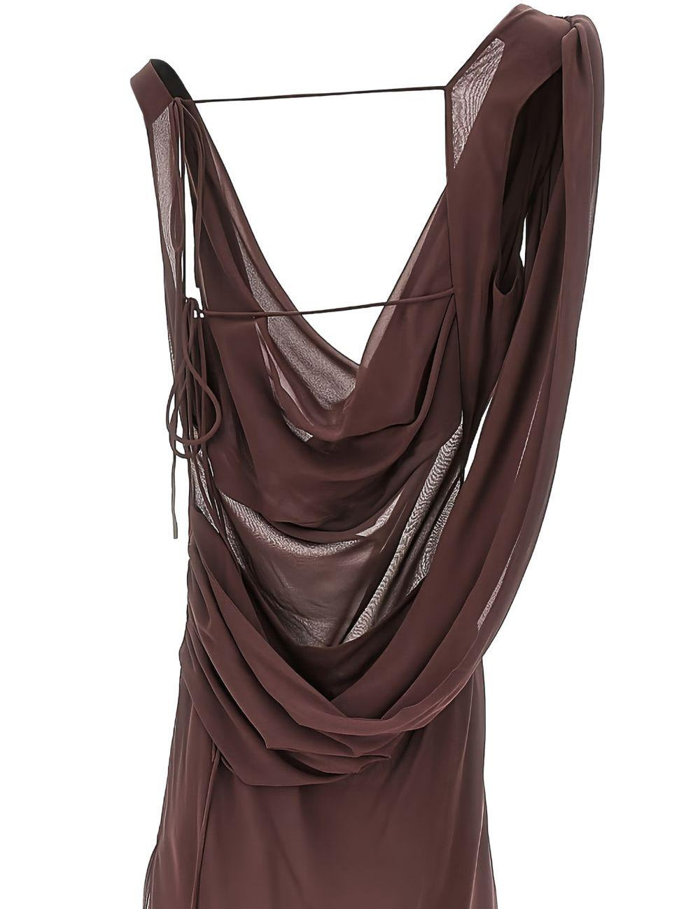 Abito lungo drappeggiato in bordeaux The Andamane - donna 