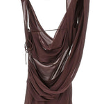 Abito lungo drappeggiato in bordeaux The Andamane - donna 