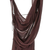 Abito lungo drappeggiato in bordeaux The Andamane - donna 