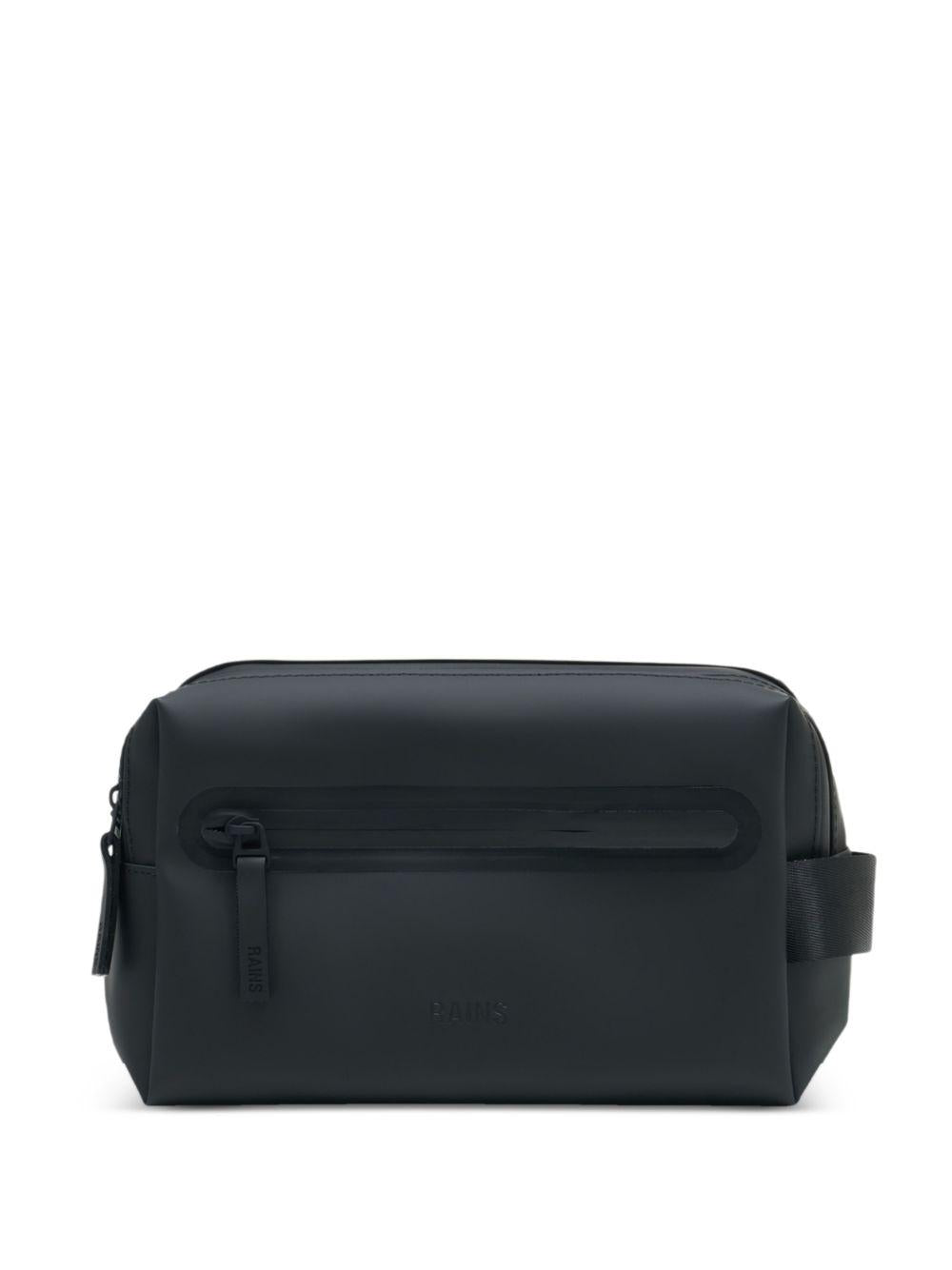 Trousse da bagno W3 con zip in nero Rains - unisex 