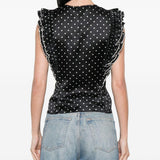 Top a pois con volant in nero Self-portrait - donna 