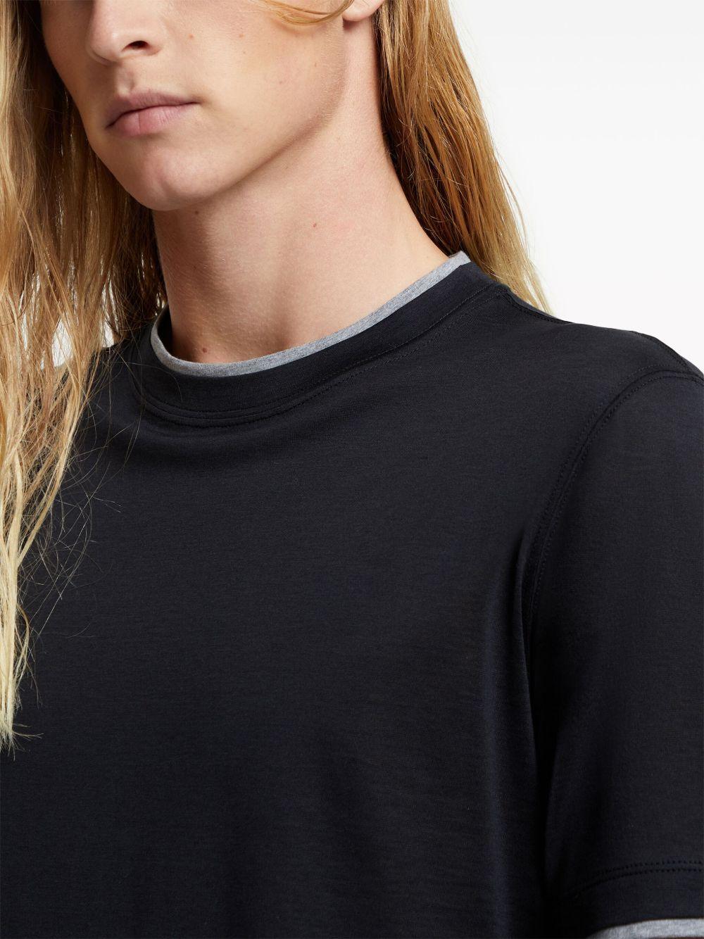 T-shirt a strati in blu Brunello cucinelli - uomo 