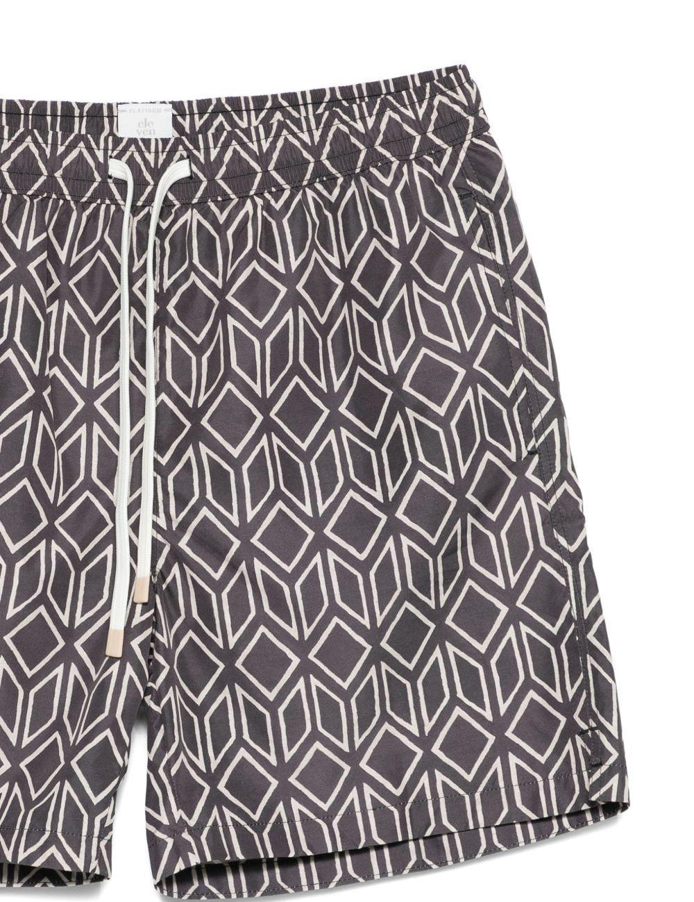Pantaloncini da bagno con motivo geometrico in grigio Eleventy - uomo 