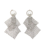 Orecchini in maglia mettalica con perle frizz in argento Rosantica - donna 