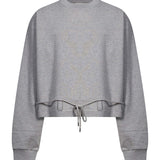 Felpa crop girocollo grigio mélange 