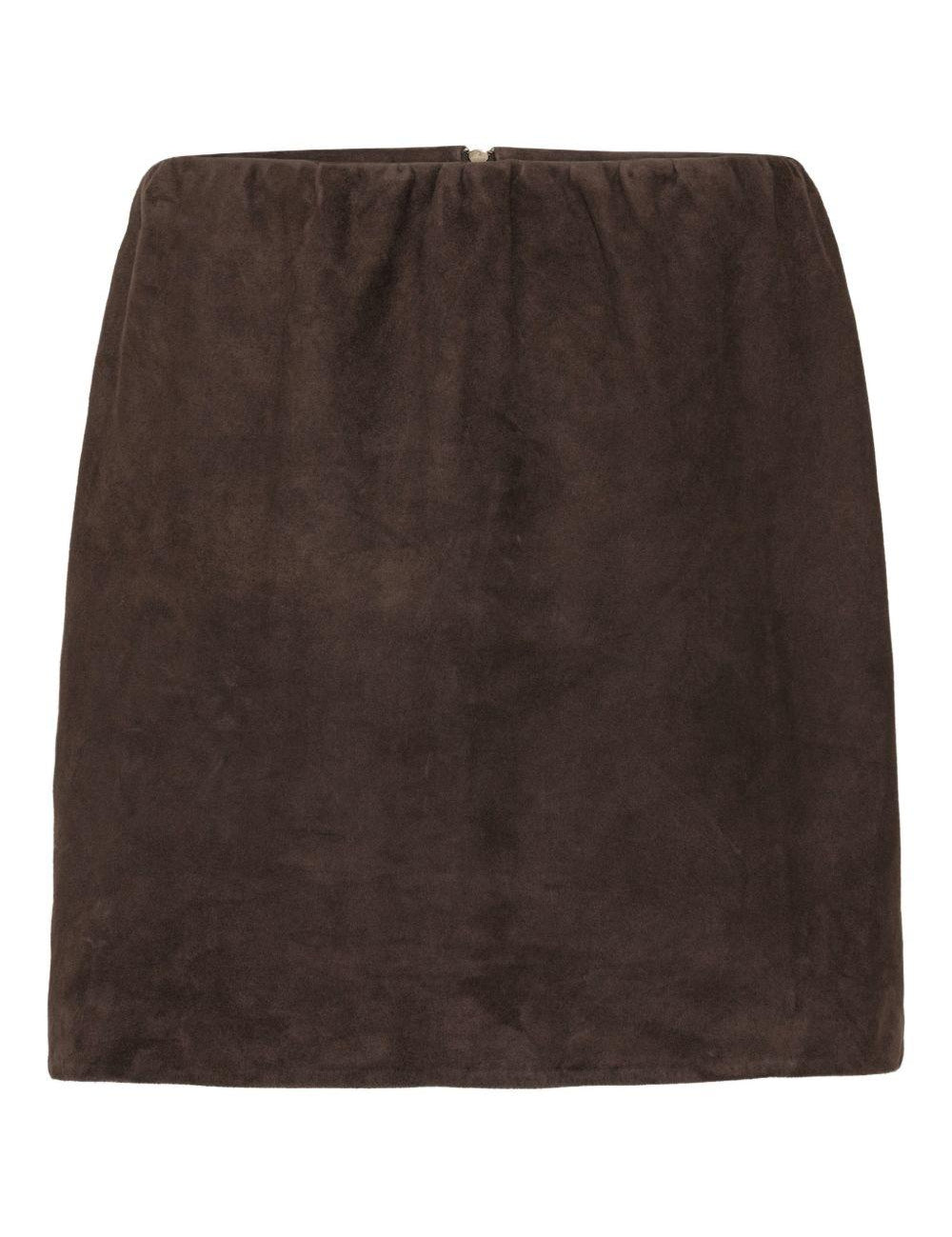 Minigonna in pelle scamosciata in marrone Rotate - donna 