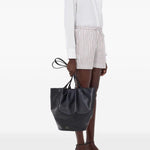 Shorts a righe Lory con coulisse in bianco e rosso Loulou de saison - donna 