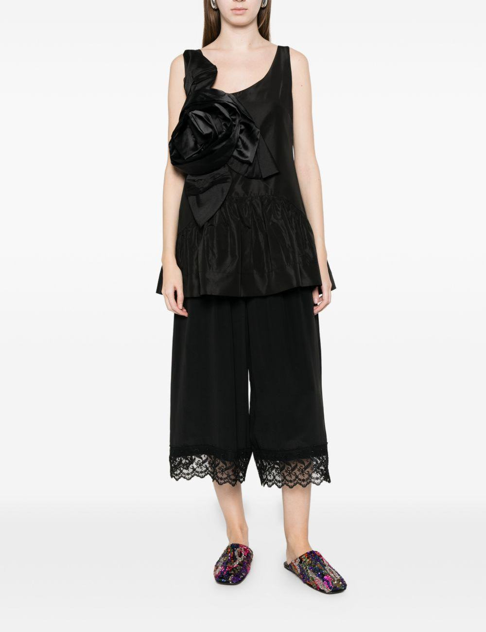 Top con applicazione a fiori in nero Simone rocha - donna 