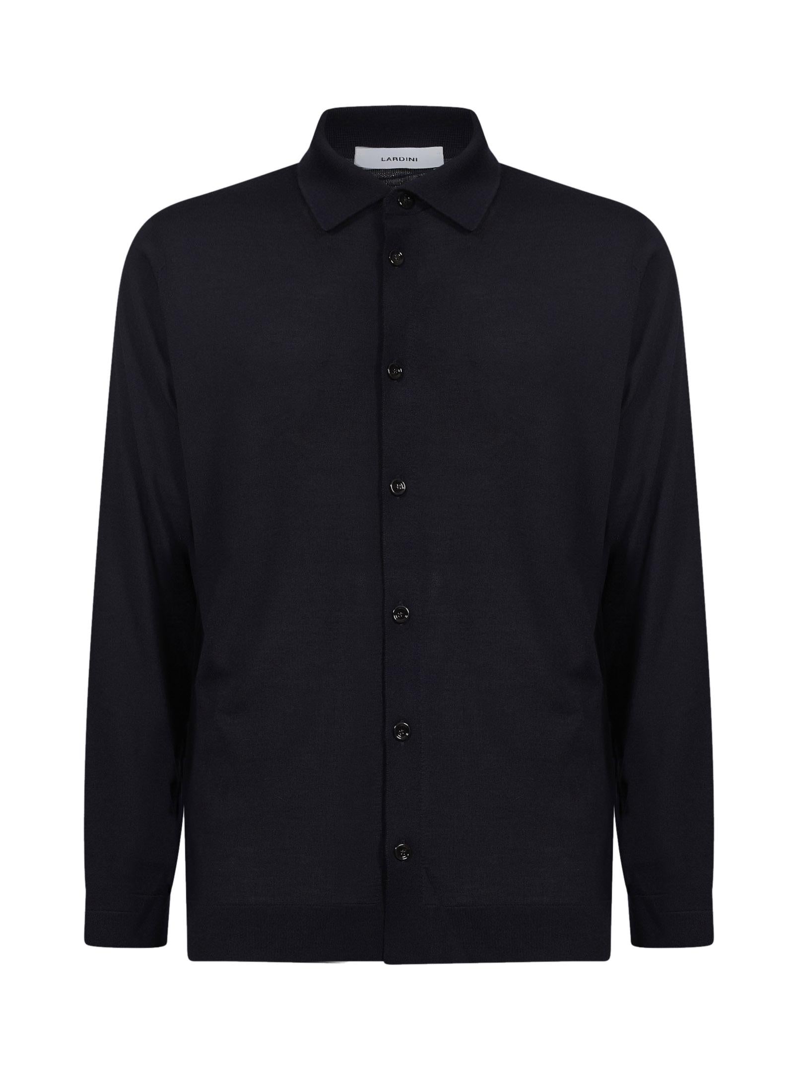 Camicia in maglia di seta blu denim 