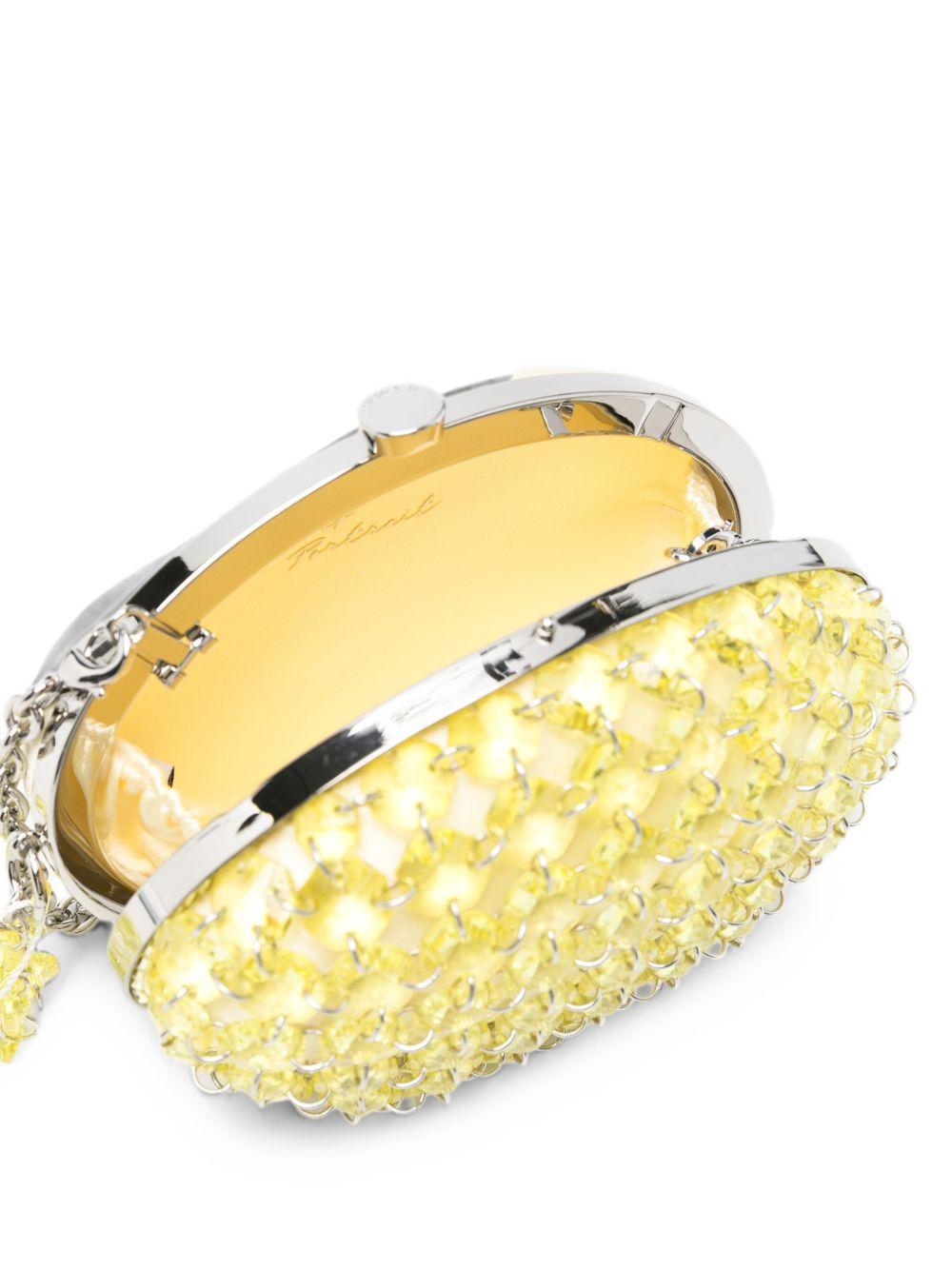 Clutch in raso giallo con cristalli 