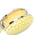 Clutch in raso giallo con cristalli 