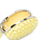 Clutch in raso giallo con cristalli 