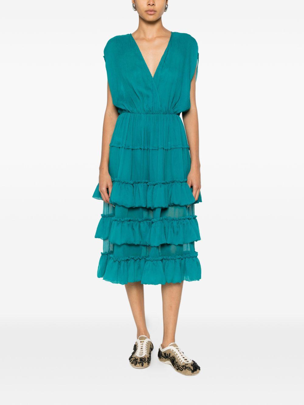 Abito midi con ruches dally in verde Dries van noten - donna 