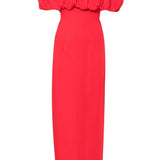 Abito midi con scollo a barca in rosso Rowen Rose - donna 