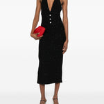 Abito midi con scollo a V in nero Alessandra Rich - donna 