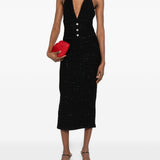 Abito midi con scollo a V in nero Alessandra Rich - donna 