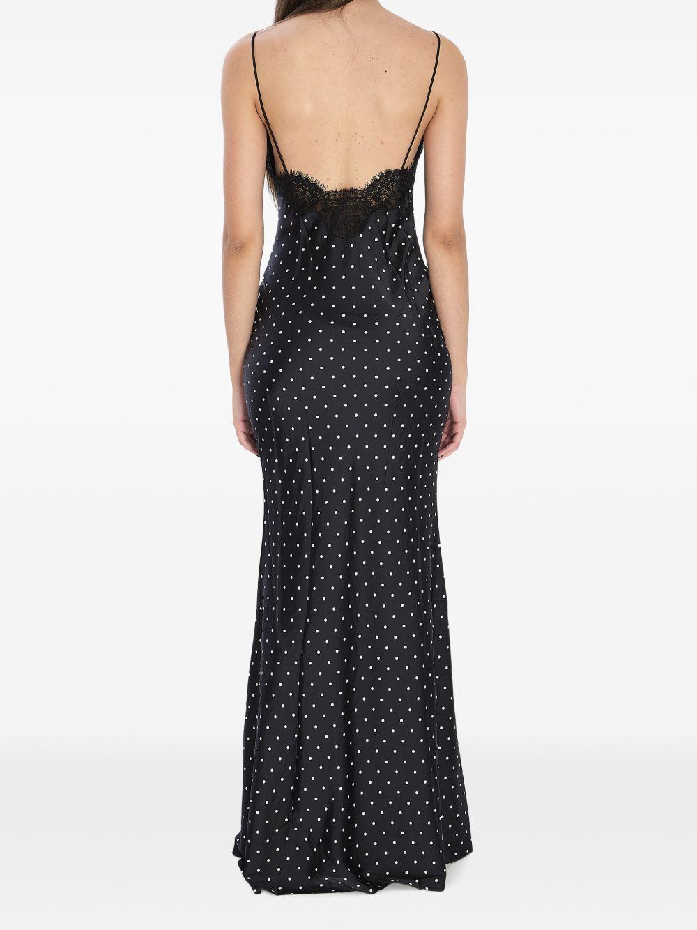 Abito lungo a pois in nero Self - Portrait - donna 