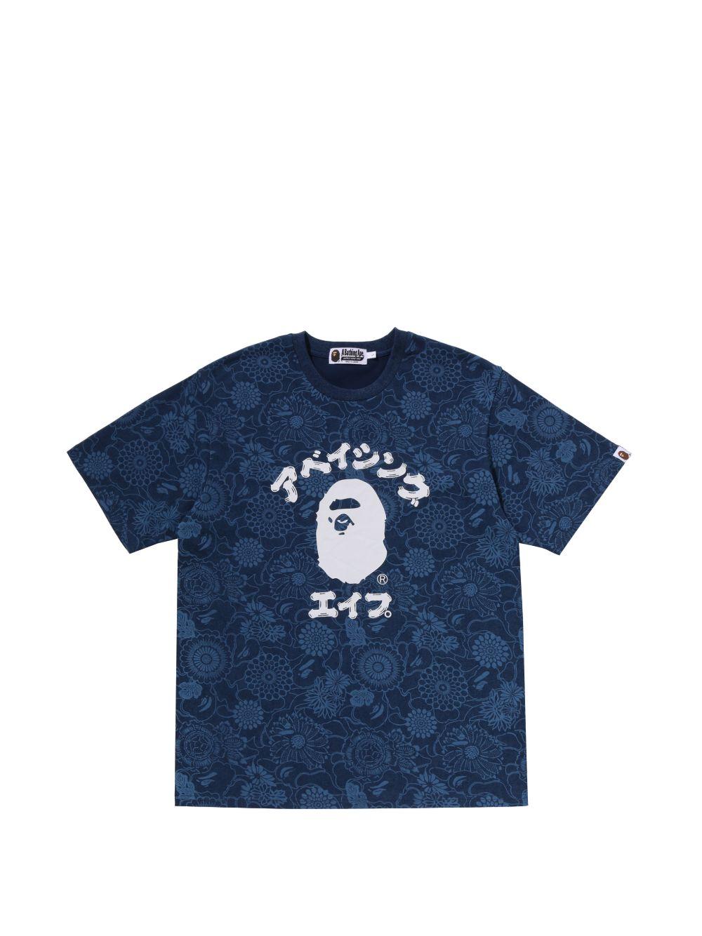 T-shirt con stampa in blu A bathing ape - uomo 