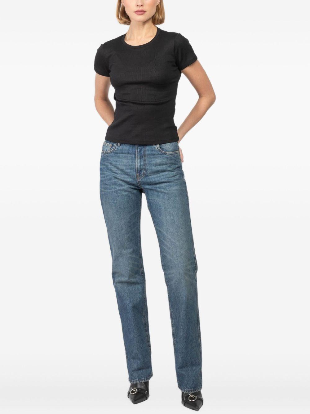 T-shirt a costine con girocollo in nero Aya muse - donna 