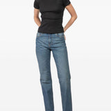 T-shirt a costine con girocollo in nero Aya muse - donna 