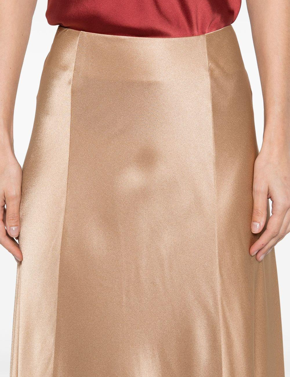 Gonna lunga in raso in beige 