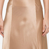 Gonna lunga in raso in beige 
