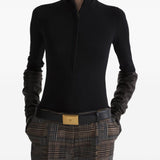 Top Column a collo alto in nero 