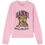 Maglione con intarsio in rosa Ganni - donna 